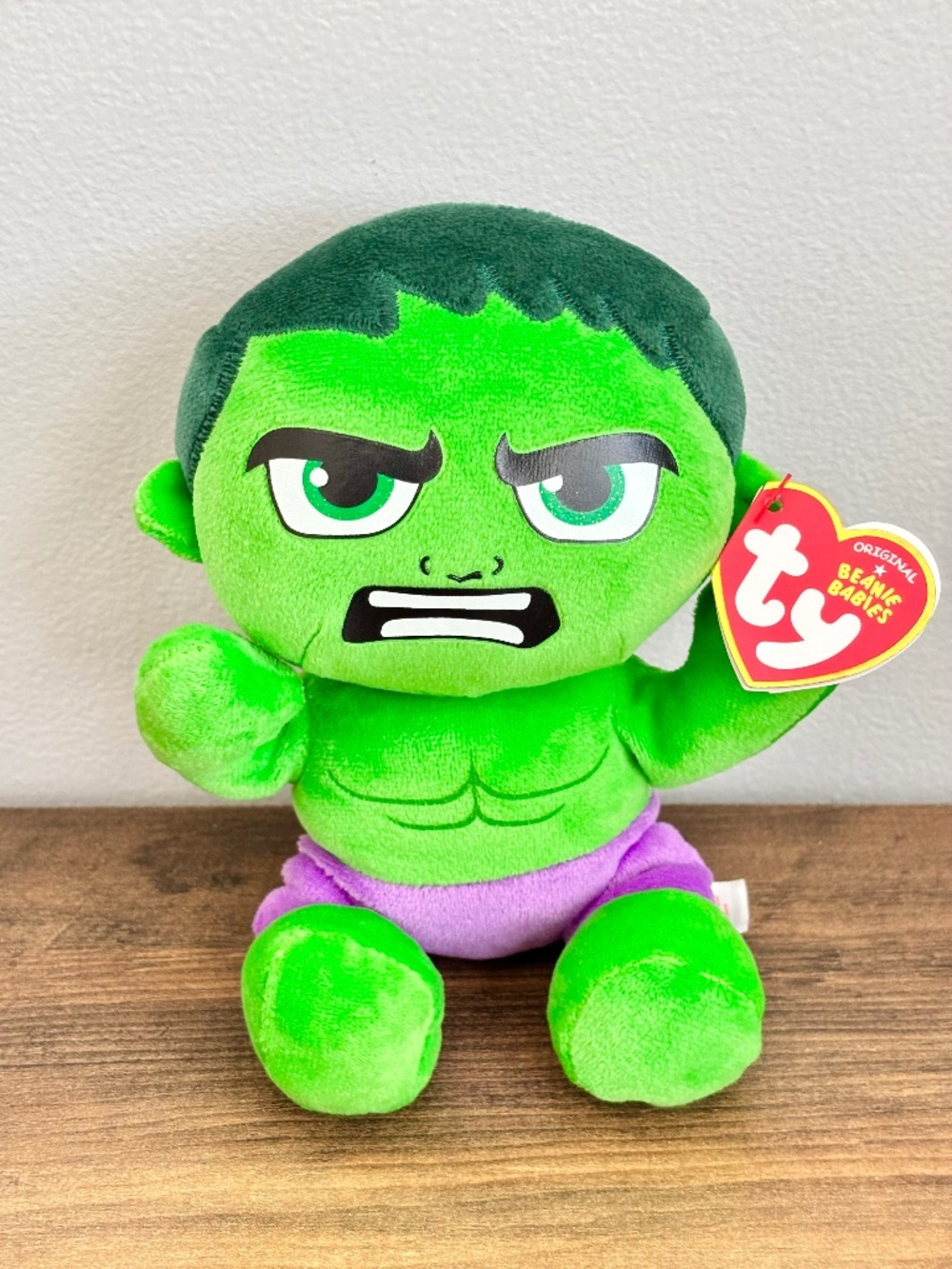 NEW TY Incredible Hulk Marvel Beanie Babies 7" Plush Figure Stuffed Animal NWT